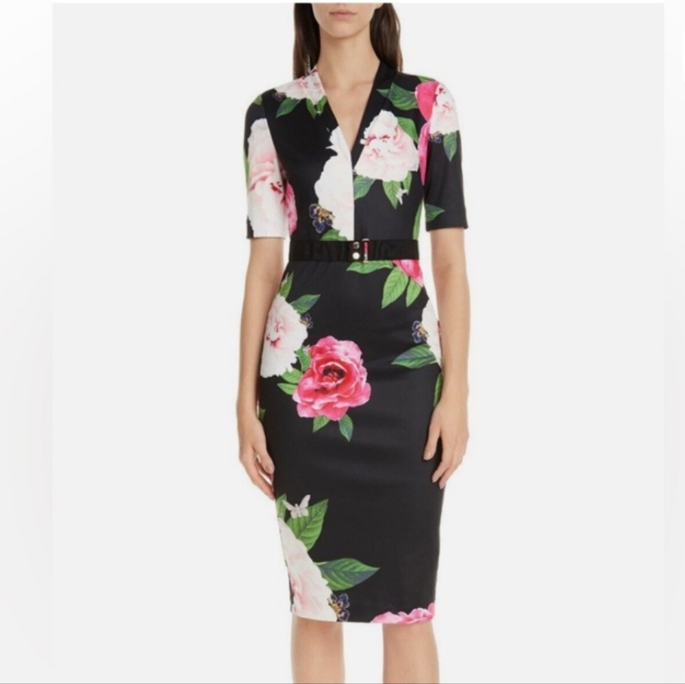 Ted Baker Gilanno Magnificent Bodycon Dress, Black Floral